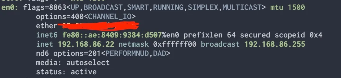Ifconfig result